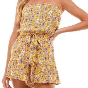 BeBop Juniors' Floral Strapless Romper